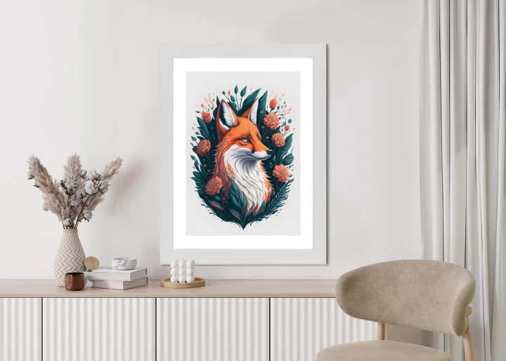 Plakat Lis Na Tle Kwiatów