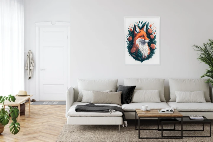 Plakat Lis Na Tle Kwiatów
