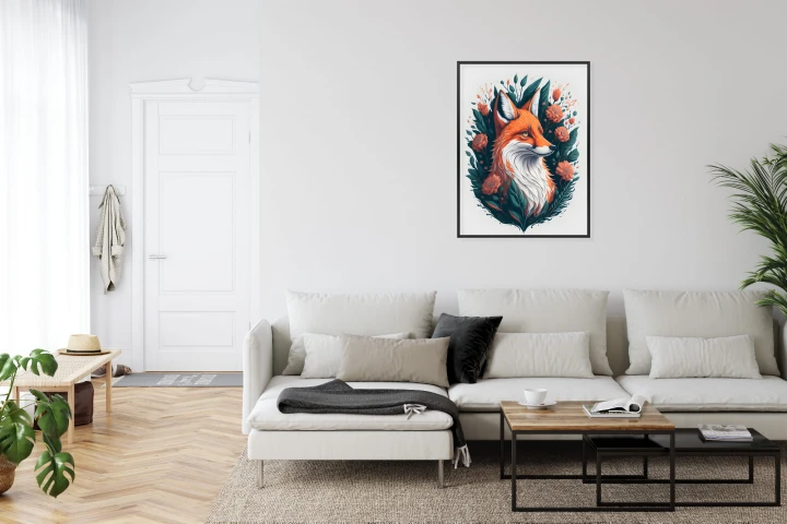Plakat Lis Na Tle Kwiatów