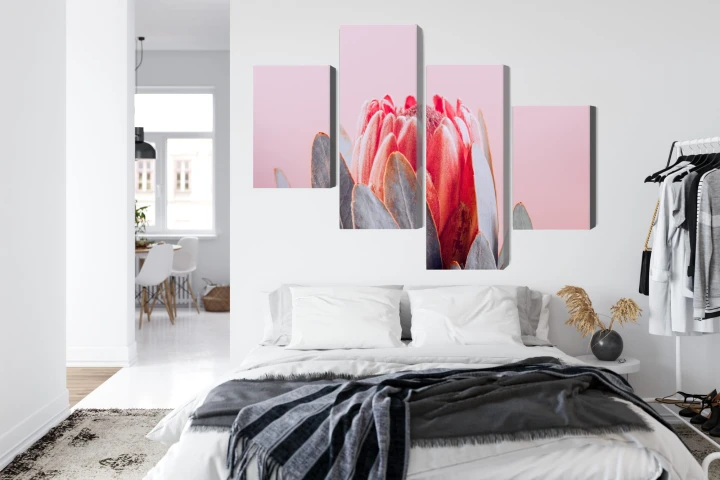 Obraz Wieloczęściowy Kwiat Królewskiej Protei Z Bliska