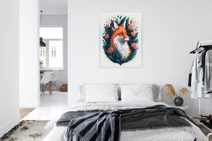 Plakat Lis Na Tle Kwiatów