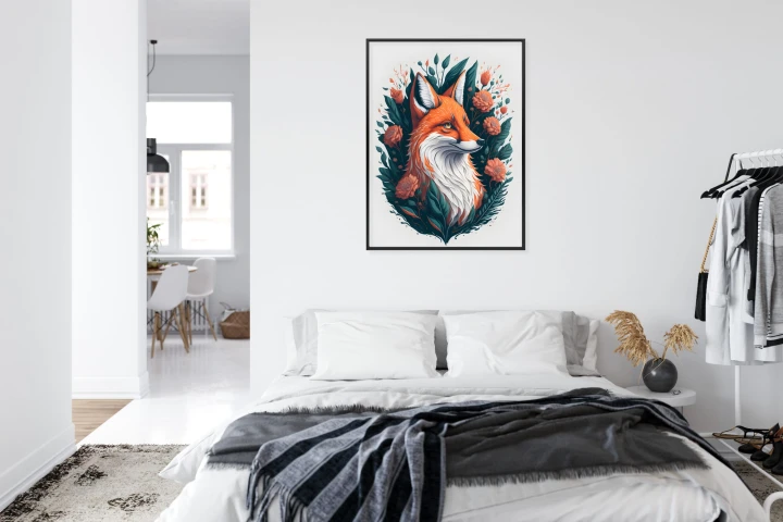 Plakat Lis Na Tle Kwiatów