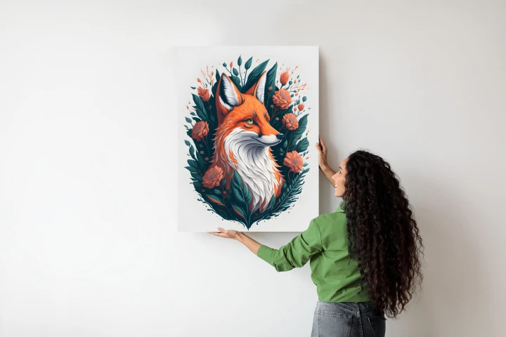 Plakat Lis Na Tle Kwiatów