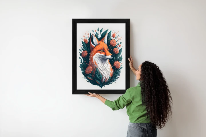 Plakat Lis Na Tle Kwiatów