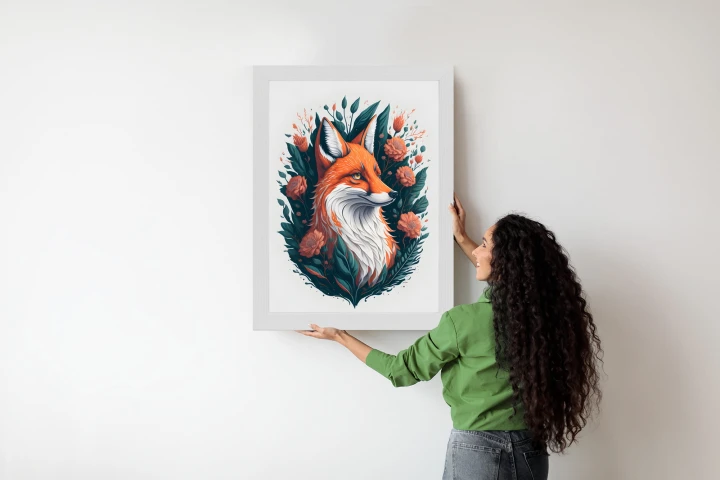 Plakat Lis Na Tle Kwiatów