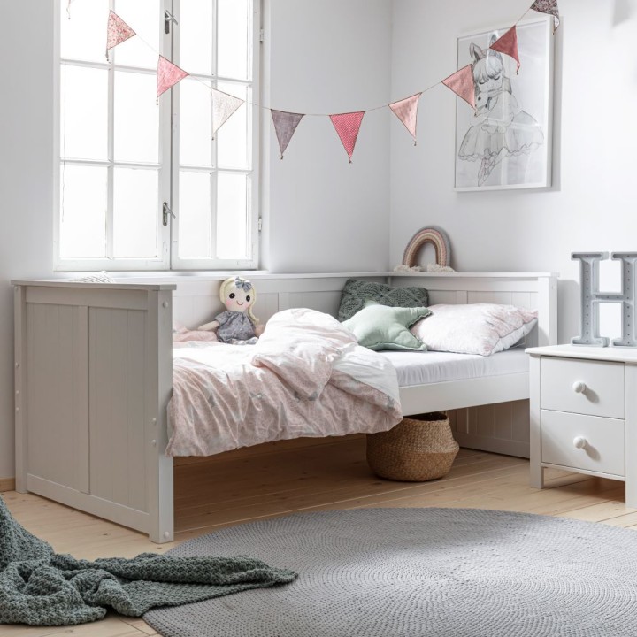 łóżko sofa dla dziewczynki Collet 90x200 białe z pełnymi panelami