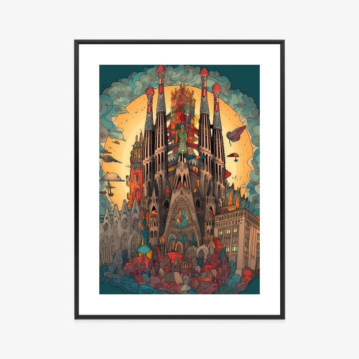 Plakat Abstrakcyjna Koncepcja Kościoła Sagrada Familia
