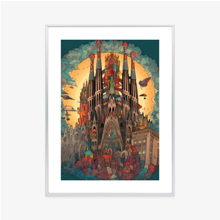 Plakat Abstrakcyjna Koncepcja Kościoła Sagrada Familia