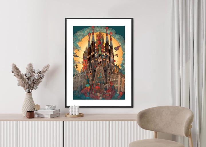 Plakat Abstrakcyjna Koncepcja Kościoła Sagrada Familia