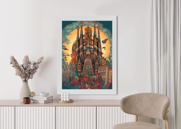 Plakat Abstrakcyjna Koncepcja Kościoła Sagrada Familia
