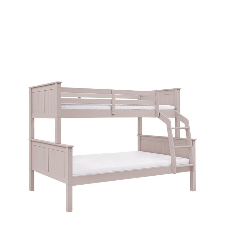 pastelowe łóżko piętrowe Collet 120x200 pełne szczyty różowe