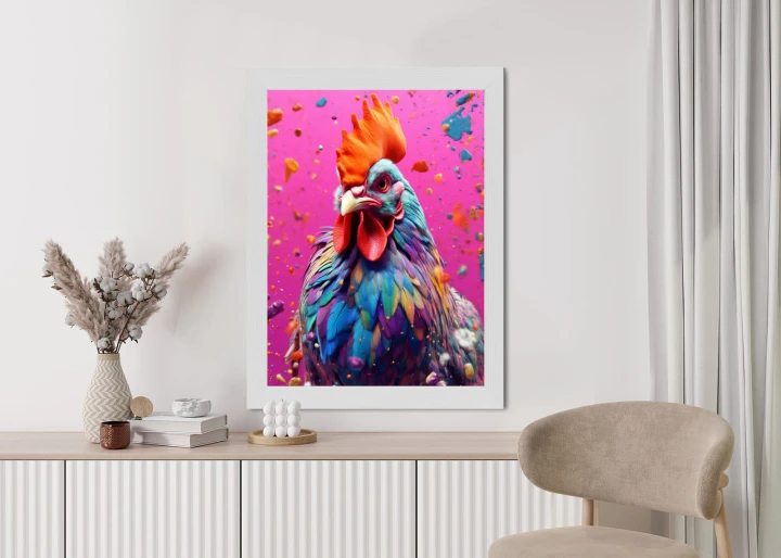 Plakat Kolorowy Nowoczesny Portret Koguta