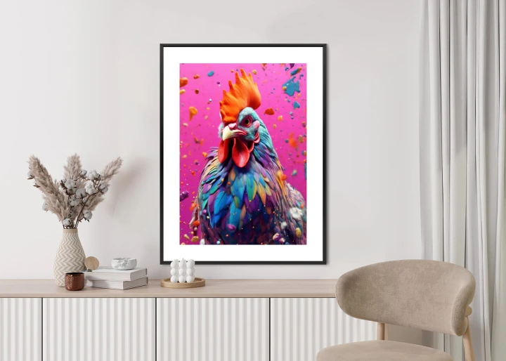 Plakat Kolorowy Nowoczesny Portret Koguta
