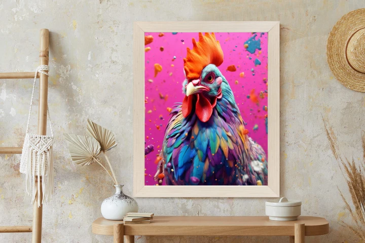 Plakat Kolorowy Nowoczesny Portret Koguta