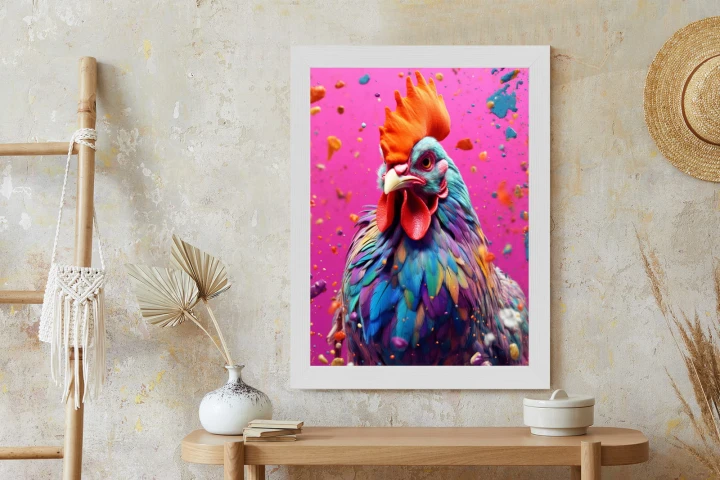 Plakat Kolorowy Nowoczesny Portret Koguta