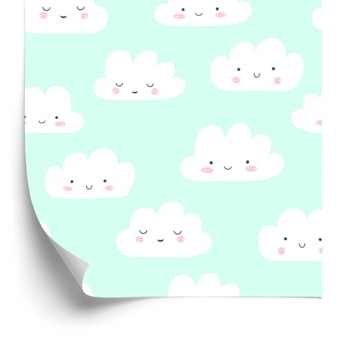 Tapeta Dla Dzieci - Wesołe Chmurki