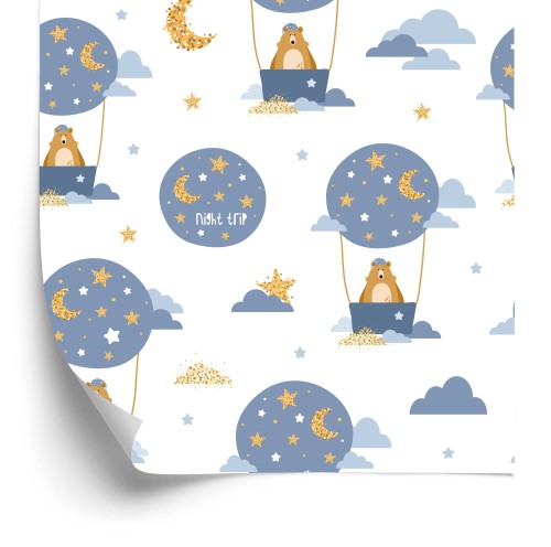 Tapeta Dla Chłopca, Balony, Niedźwiedzie, Gwiazdy