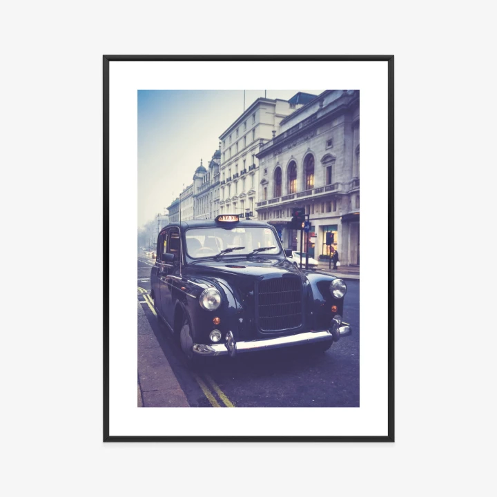 Plakat Czarna Taksówka W Stylu Retro