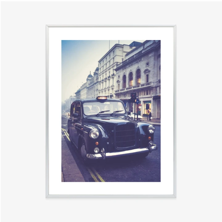 Plakat Czarna Taksówka W Stylu Retro