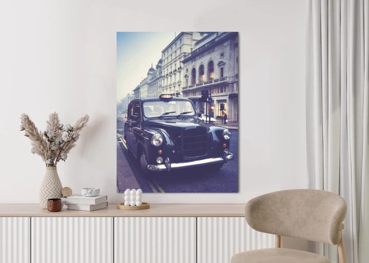 Plakat Czarna Taksówka W Stylu Retro