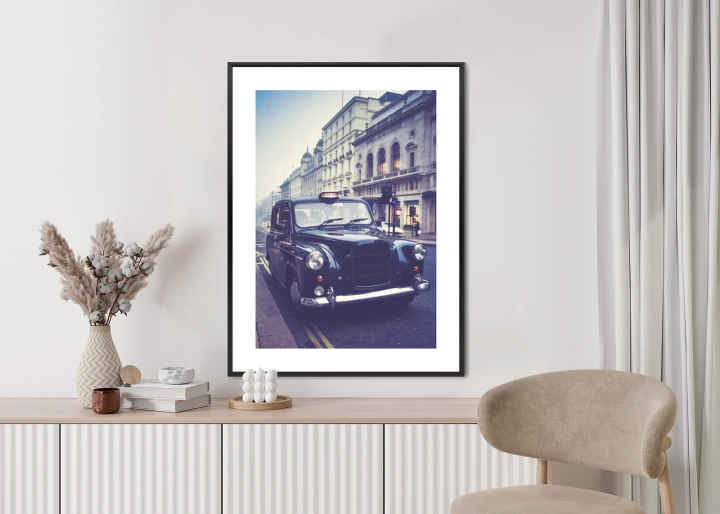 Plakat Czarna Taksówka W Stylu Retro
