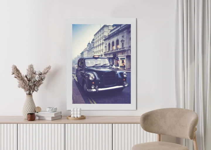 Plakat Czarna Taksówka W Stylu Retro