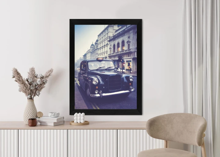 Plakat Czarna Taksówka W Stylu Retro