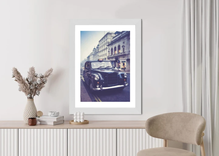 Plakat Czarna Taksówka W Stylu Retro