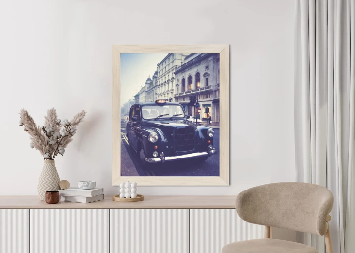 Plakat Czarna Taksówka W Stylu Retro