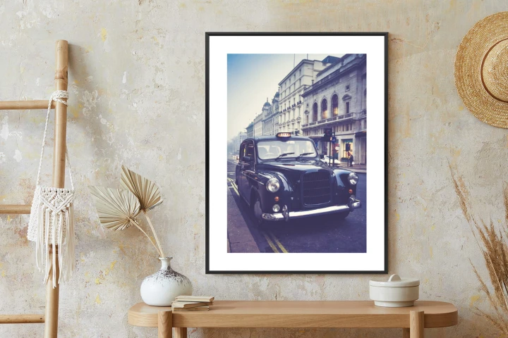 Plakat Czarna Taksówka W Stylu Retro