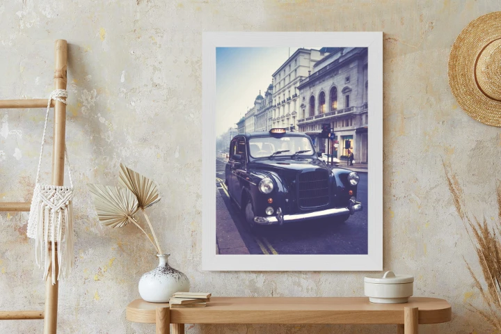 Plakat Czarna Taksówka W Stylu Retro