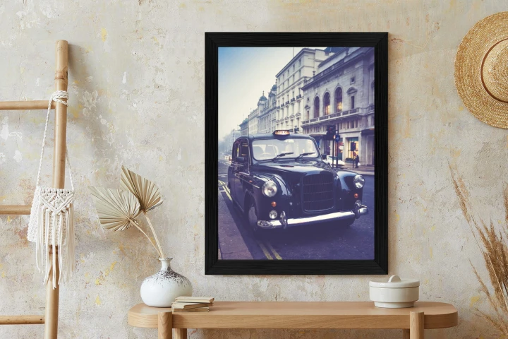 Plakat Czarna Taksówka W Stylu Retro