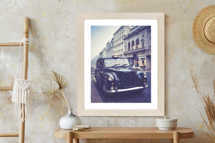 Plakat Czarna Taksówka W Stylu Retro