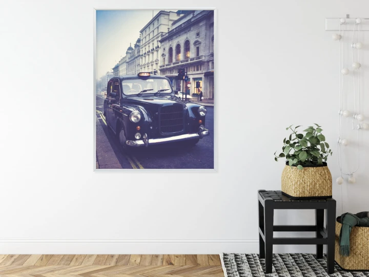 Plakat Czarna Taksówka W Stylu Retro