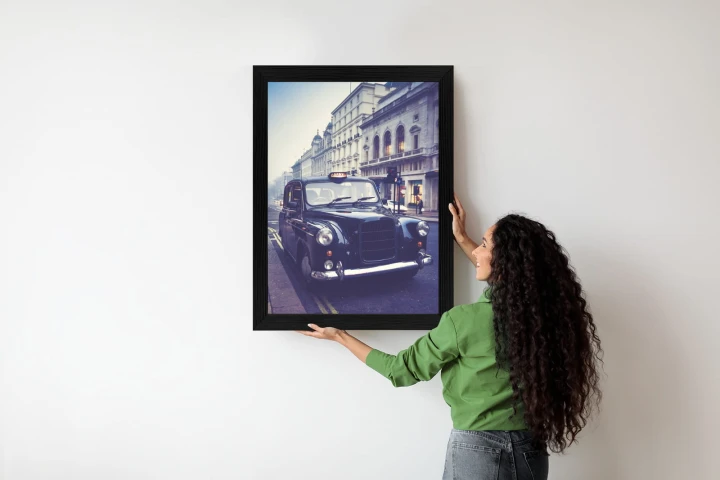 Plakat Czarna Taksówka W Stylu Retro