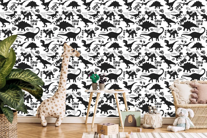 Tapeta Dinozaury Liście, Do Pokoju Dziecka
