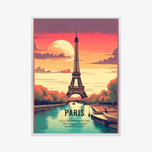 Plakat Zachód Słońca Nad Sekwaną U Stóp Wieży Eiffla