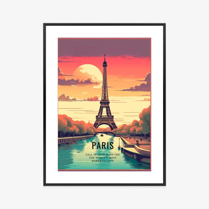 Plakat Zachód Słońca Nad Sekwaną U Stóp Wieży Eiffla