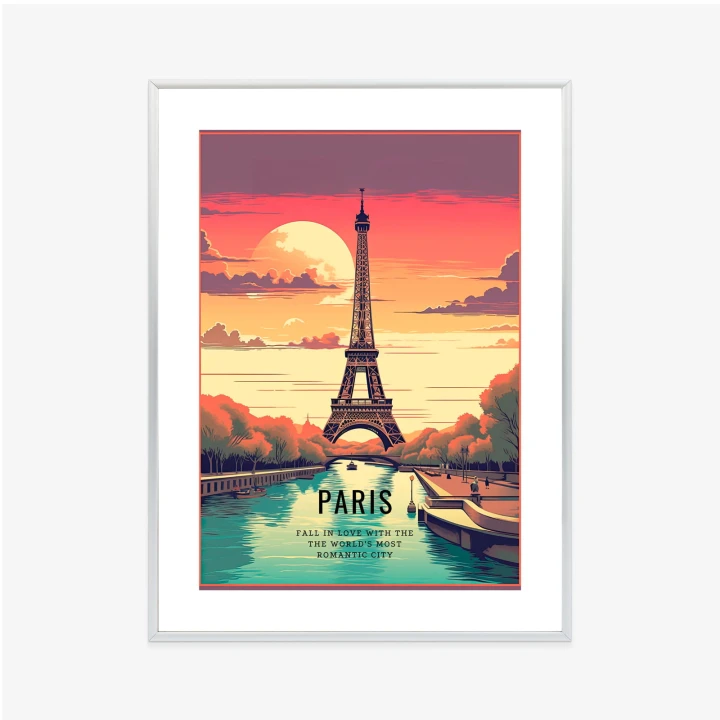 Plakat Zachód Słońca Nad Sekwaną U Stóp Wieży Eiffla