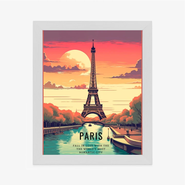 Plakat Zachód Słońca Nad Sekwaną U Stóp Wieży Eiffla