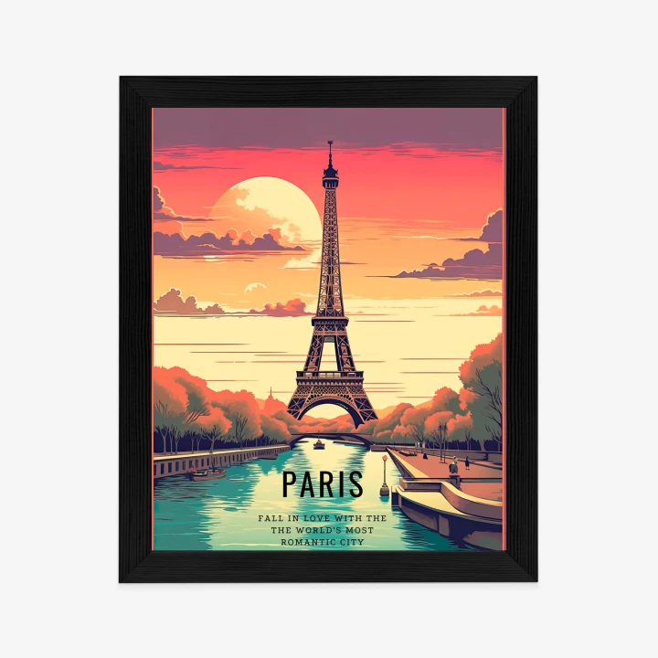 Plakat Zachód Słońca Nad Sekwaną U Stóp Wieży Eiffla