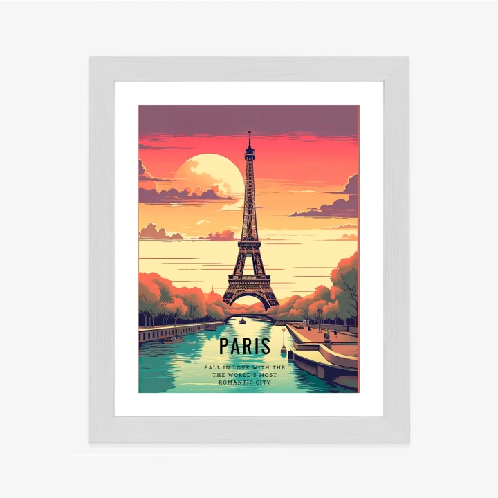 Plakat Zachód Słońca Nad Sekwaną U Stóp Wieży Eiffla