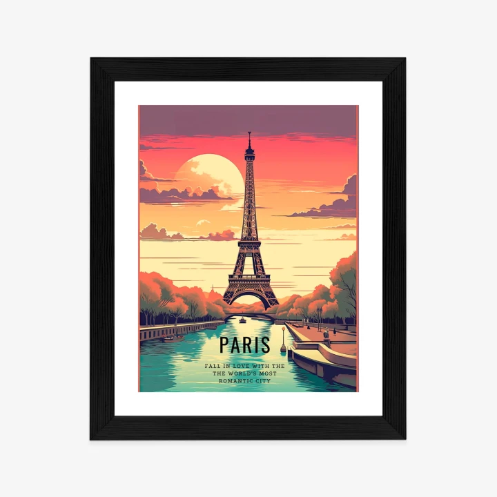 Plakat Zachód Słońca Nad Sekwaną U Stóp Wieży Eiffla