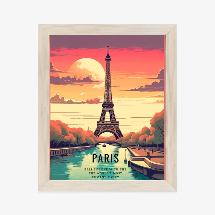 Plakat Zachód Słońca Nad Sekwaną U Stóp Wieży Eiffla