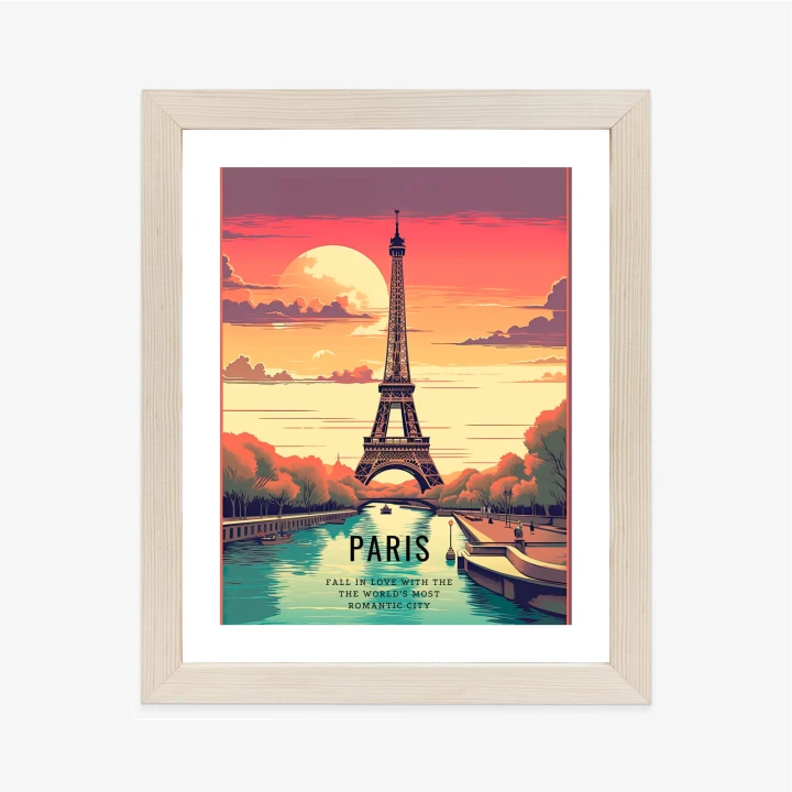 Plakat Zachód Słońca Nad Sekwaną U Stóp Wieży Eiffla