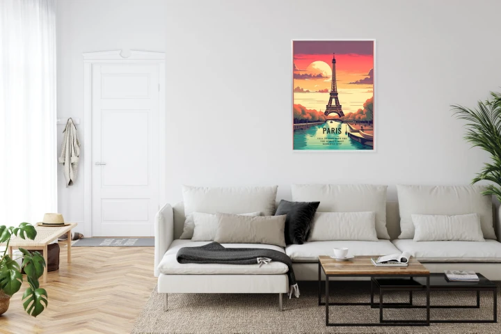 Plakat Zachód Słońca Nad Sekwaną U Stóp Wieży Eiffla