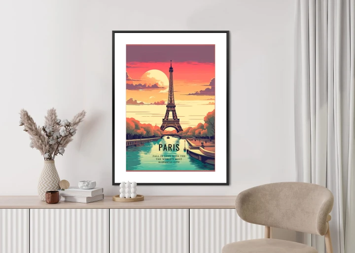 Plakat Zachód Słońca Nad Sekwaną U Stóp Wieży Eiffla