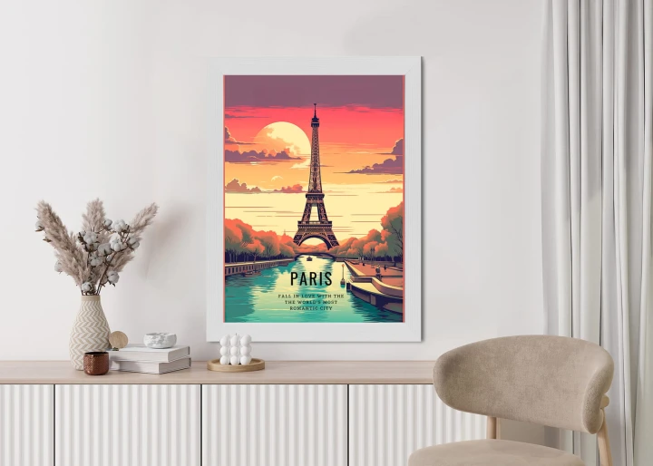 Plakat Zachód Słońca Nad Sekwaną U Stóp Wieży Eiffla