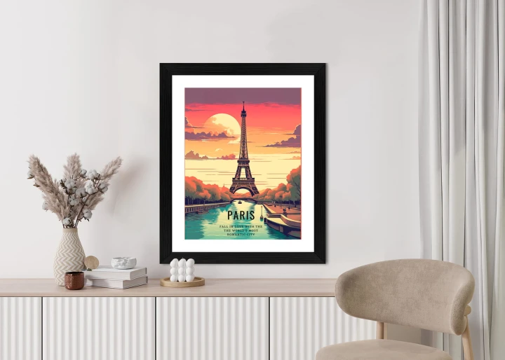 Plakat Zachód Słońca Nad Sekwaną U Stóp Wieży Eiffla