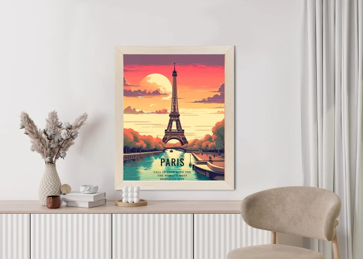 Plakat Zachód Słońca Nad Sekwaną U Stóp Wieży Eiffla